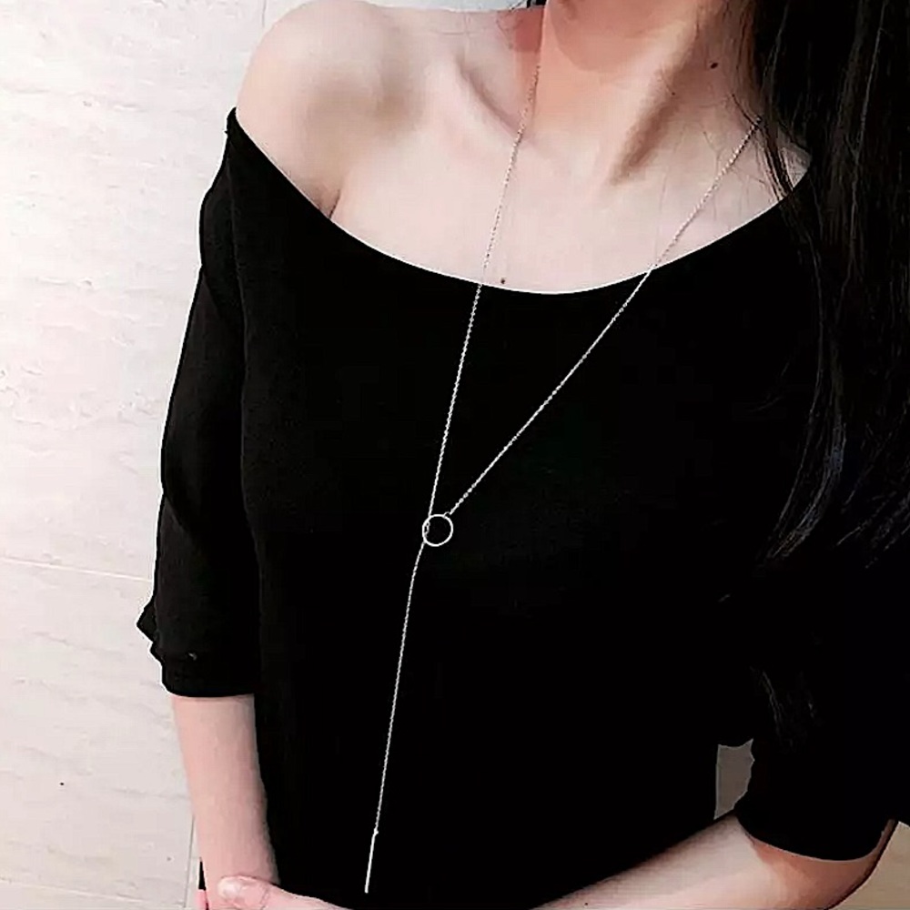 Y Lariat Sterling Silver Geometric Choker Necklace - Picture 2 of 7